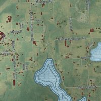 Second close-up of the map of Pierson, Florida print showing more streets and buildings