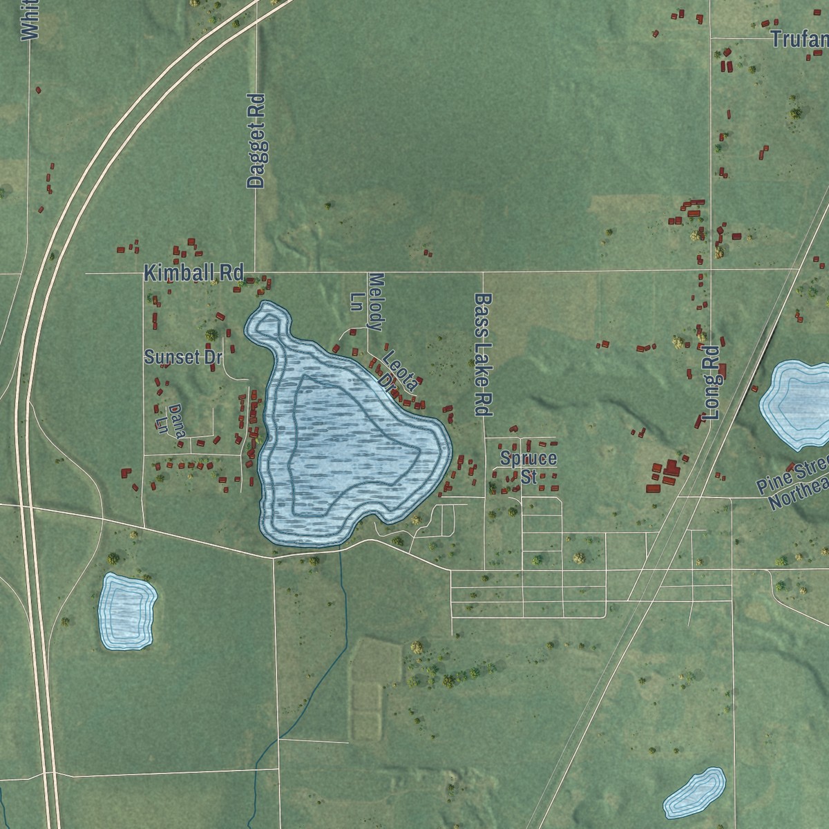 Second close-up of the map of Pierson, Montcalm County, Michigan print showing more streets and buildings