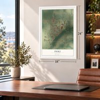 Pierz, Minnesota map, 18 x 24 inch print in a white frame in a home office