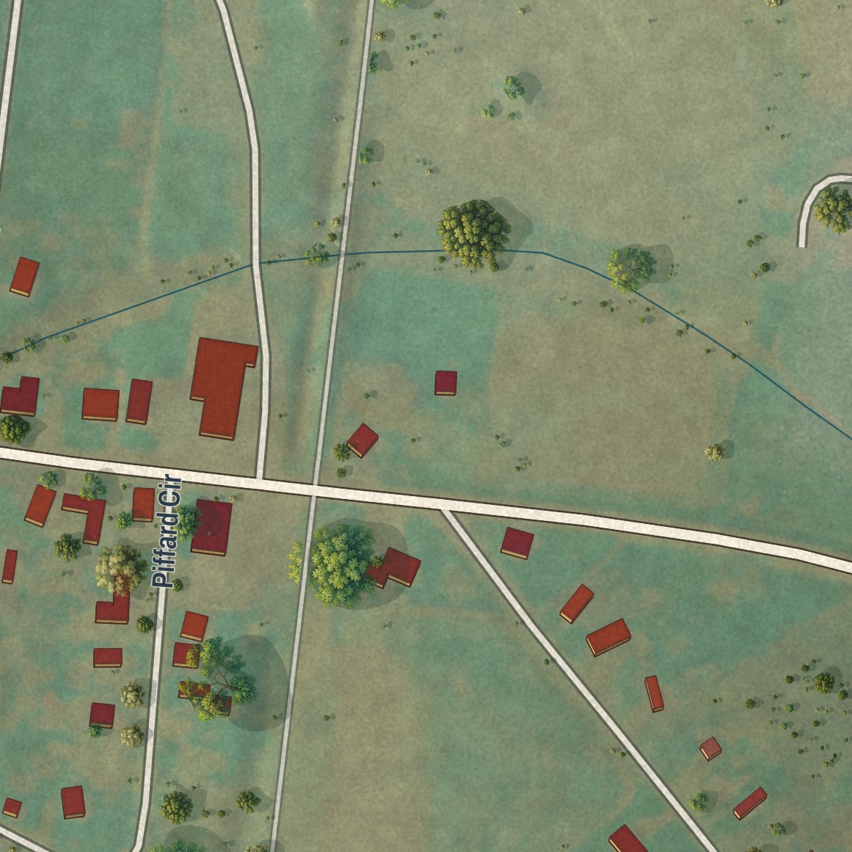 Second close-up of the map of Piffard, New York print showing more streets and buildings