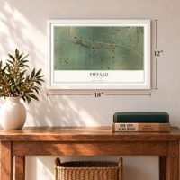 Piffard, New York map, 12 x 18 inch print in a white frame in an entryway