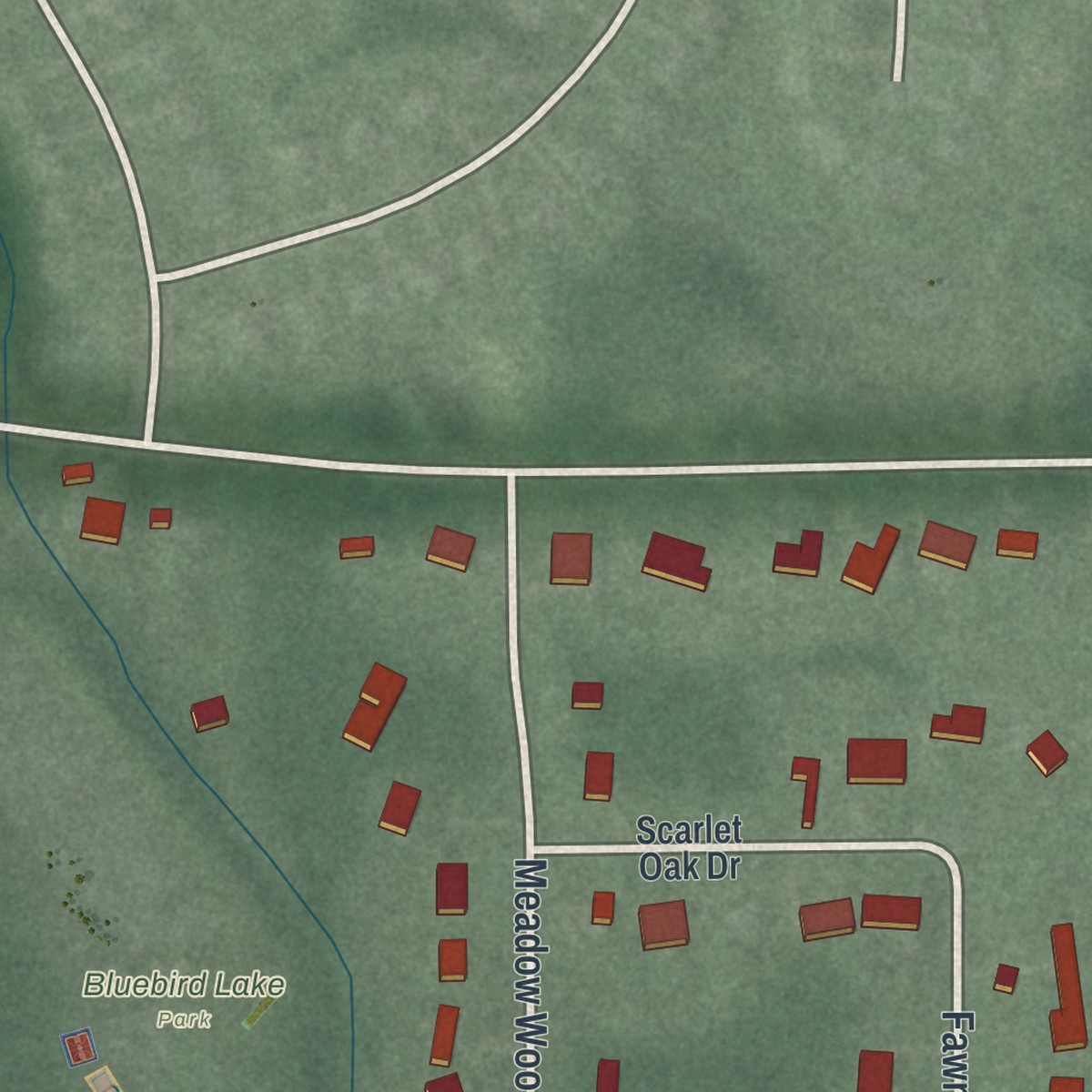 Second close-up of the map of Pigeon Creek, Ohio print showing more streets and buildings