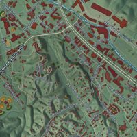 Second close-up of the map of Pigeon Forge, Tennessee print showing more streets and buildings