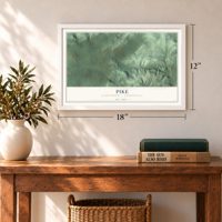 Pike, Berks County, Pennsylvania map, 12 x 18 inch print in a white frame in an entryway