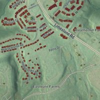 Second close-up of the map of Pike Creek, Delaware print showing more streets and buildings