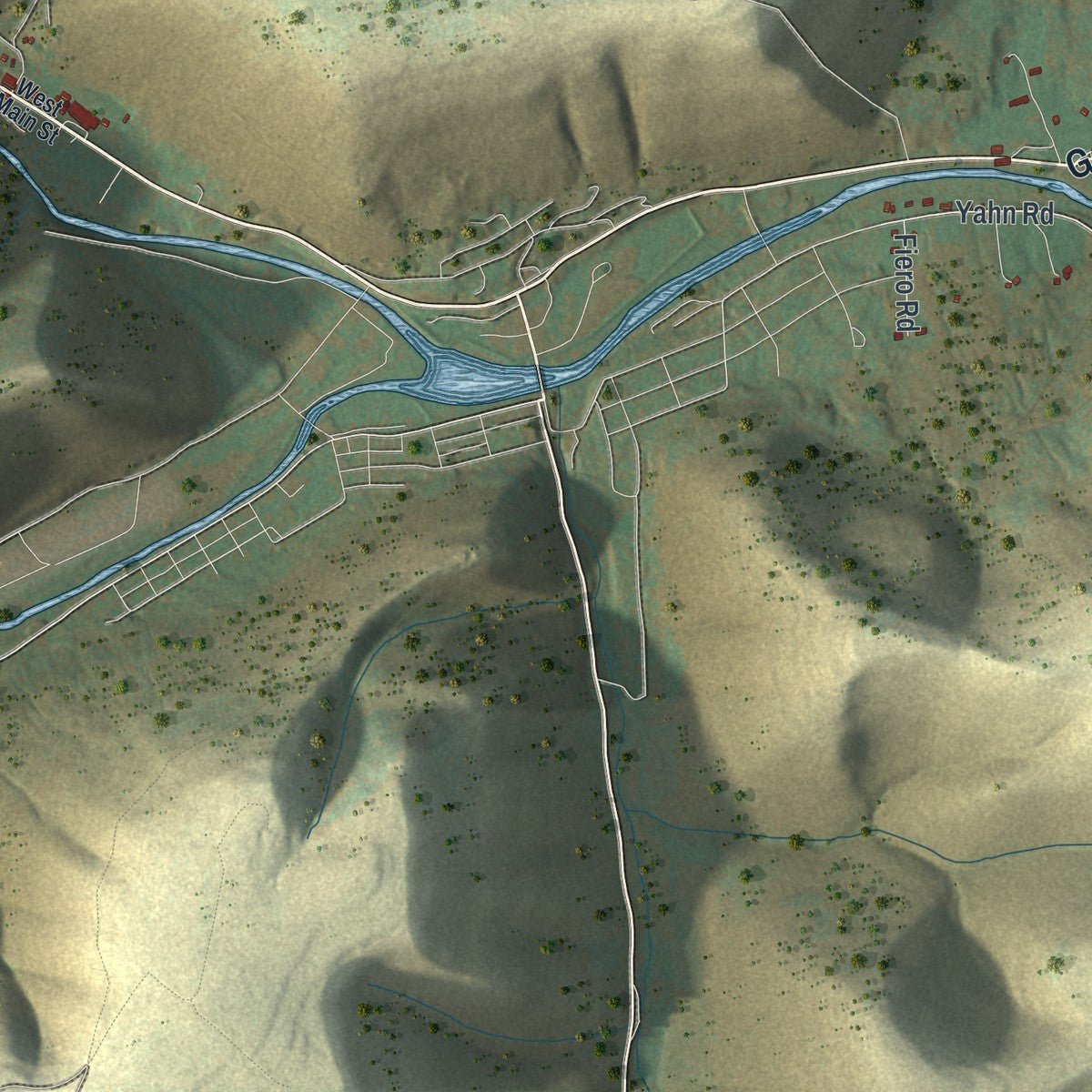 Second close-up of the map of Pike, Potter County, Pennsylvania print showing more streets and buildings