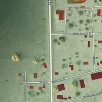 Second close-up of the map of Pilger, Nebraska print showing more streets and buildings