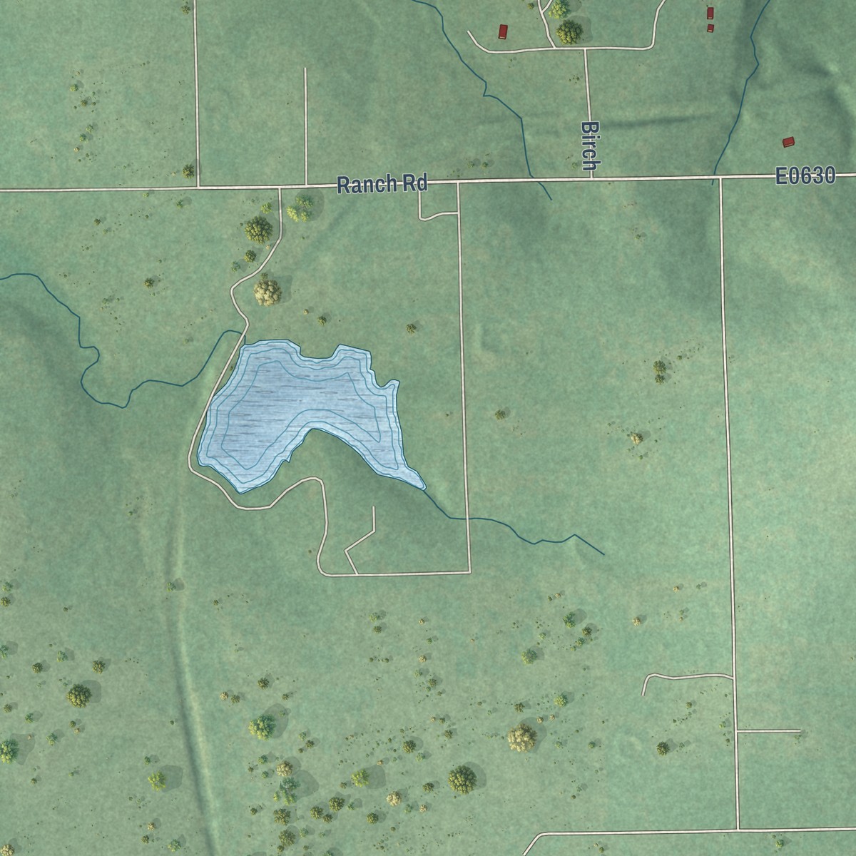 Second close-up of the map of Pin Oak Acres, Oklahoma print showing more streets and buildings