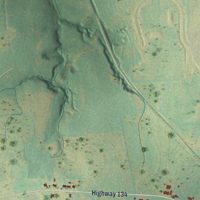Second close-up of the map of Pinckard, Alabama print showing more streets and buildings