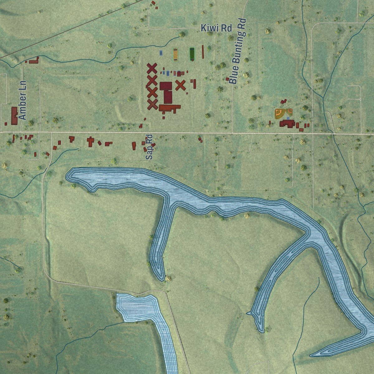 Second close-up of the map of Pinckneyville, Illinois print showing more streets and buildings