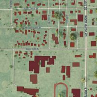 Second close-up of the map of Pinconning, Michigan print showing more streets and buildings