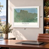 Pine Beach, New Jersey map, 18 x 24 inch print in a white frame in a home office