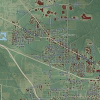 Second close-up of the map of Pine Bluff, Arkansas print showing more streets and buildings