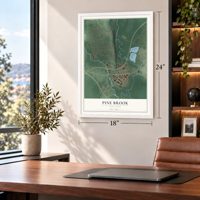 Pine Brook, New Jersey map, 18 x 24 inch print in a white frame in a home office