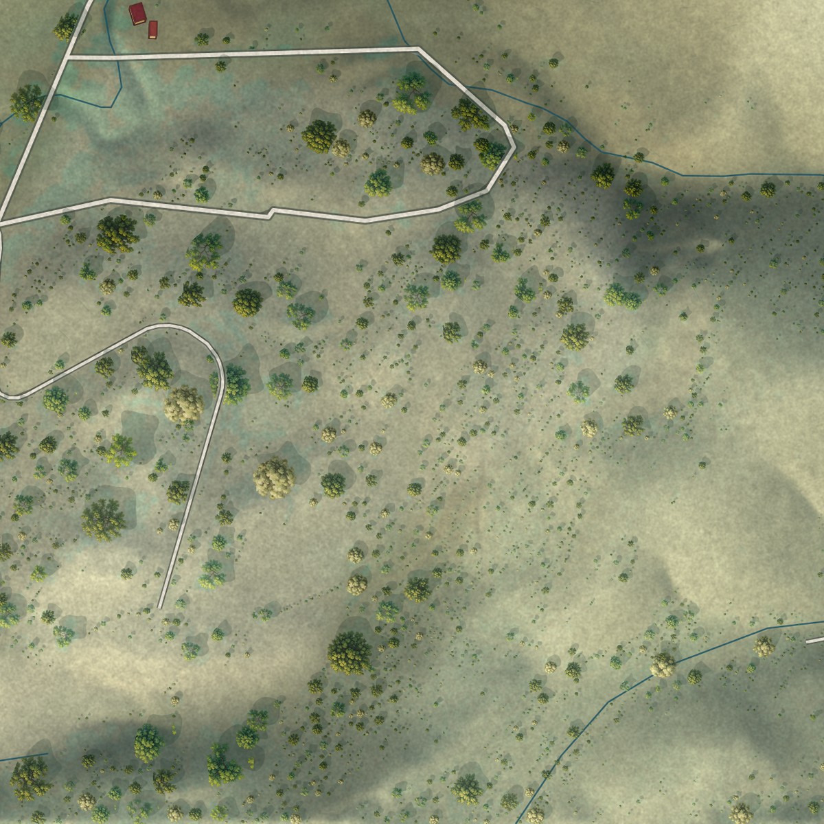 Second close-up of the map of Pine Canyon, California print showing more streets and buildings