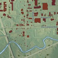 Second close-up of the map of Pine Creek, Michigan print showing more streets and buildings