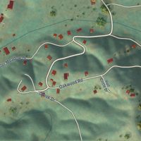 Second close-up of the map of Pine Flat, California print showing more streets and buildings