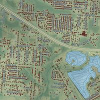 Second close-up of the map of Pine Forest, Florida print showing more streets and buildings