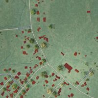 Second close-up of the map of Pine Forest, Texas print showing more streets and buildings