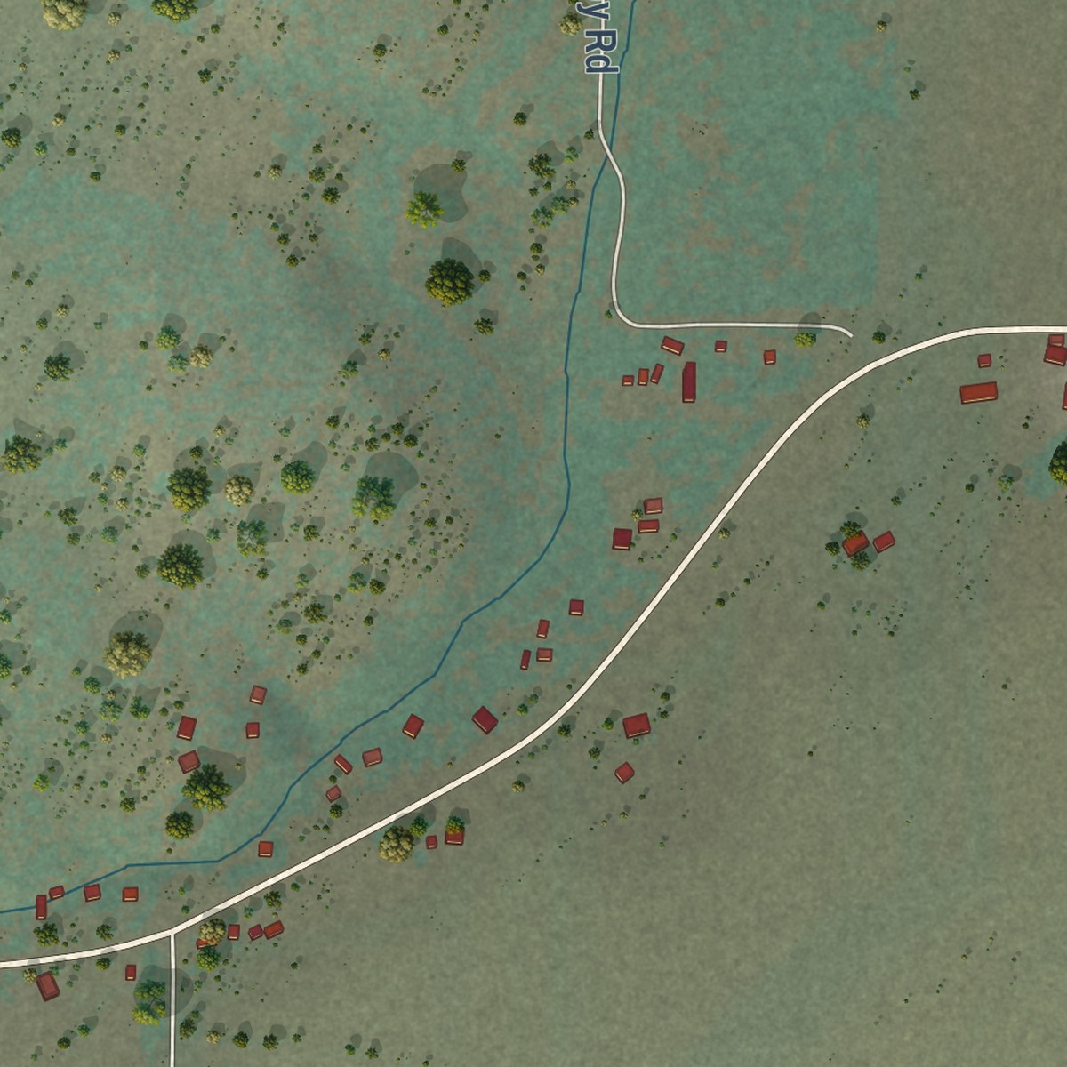 Second close-up of the map of Pine Grove, Oregon print showing more streets and buildings