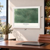 Pine Hill, Alabama map, 18 x 24 inch print in a white frame in a home office