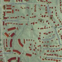 Second close-up of the map of Pine Hills, Georgia print showing more streets and buildings