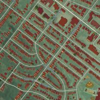 Second close-up of the map of Pine Hills, New York print showing more streets and buildings