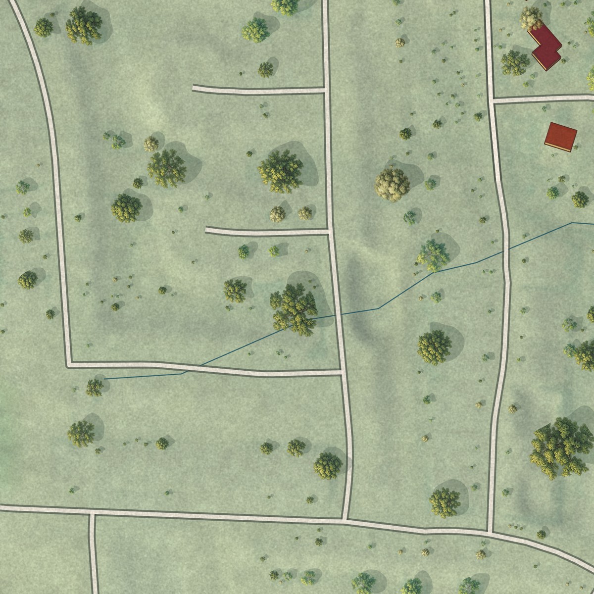 Second close-up of the map of Pine Lakes Addition, South Dakota print showing more streets and buildings