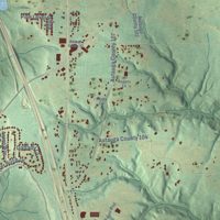 Second close-up of the map of Pine Level, Alabama print showing more streets and buildings