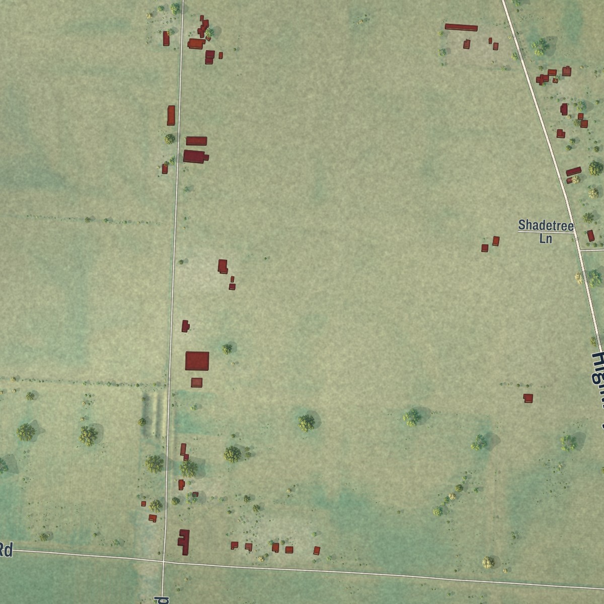 Second close-up of the map of Pine Level, Florida print showing more streets and buildings