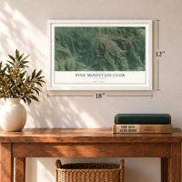 Pine Mountain Club, California map, 12 x 18 inch print in a white frame in an entryway