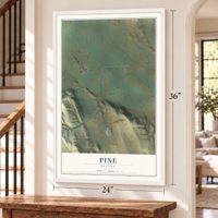 Pine, Oregon map, 24 x 36 inch print in a white frame by a staircase