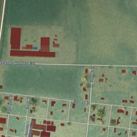 Second close-up of the map of Pine Prairie, Louisiana print showing more streets and buildings