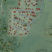 Second close-up of the map of Pine Valley, Utah print showing more streets and buildings