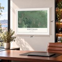 Pine Valley, Utah map, 18 x 24 inch print in a white frame in a home office