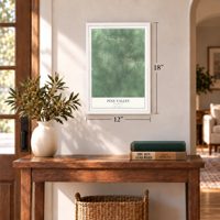 Pine Valley, Wisconsin map, 12 x 18 inch print in a white frame in an entryway