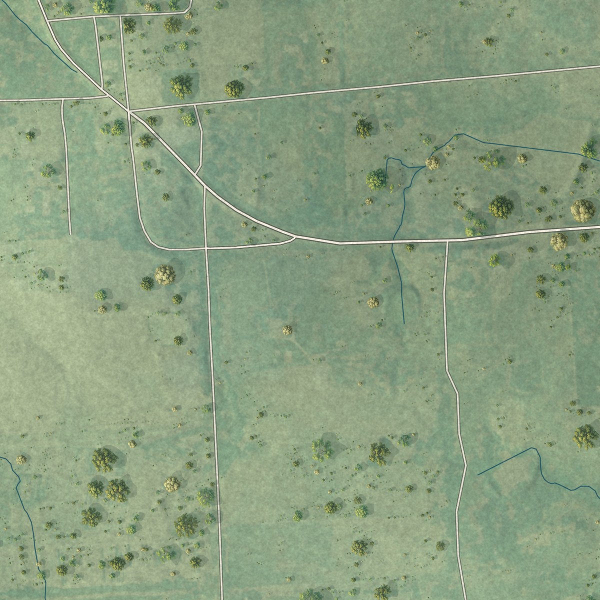 Second close-up of the map of Pinebrook, Texas print showing more streets and buildings