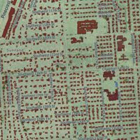 Second close-up of the map of Pinecrest, Florida print showing more streets and buildings