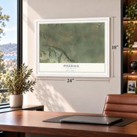 Pinedale, New Mexico map, 18 x 24 inch print in a white frame in a home office