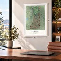 Pinehurst, Washington map, 18 x 24 inch print in a white frame in a home office