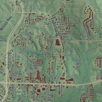 Second close-up of the map of Pineville, Louisiana print showing more streets and buildings