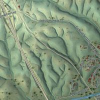 Second close-up of the map of Pineville, Missouri print showing more streets and buildings