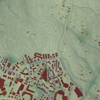 Second close-up of the map of Pineville, North Carolina print showing more streets and buildings