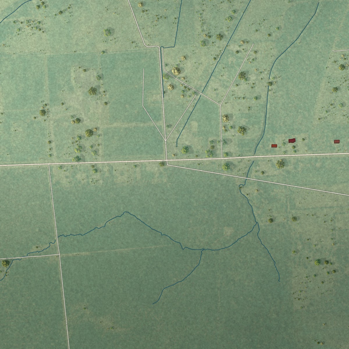 Second close-up of the map of Pinewood Estates, Texas print showing more streets and buildings