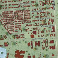 Second close-up of the map of Pinewood, Florida print showing more streets and buildings
