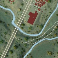 Second close-up of the map of Piney Mountain, Virginia print showing more streets and buildings