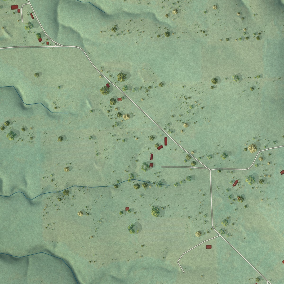 Second close-up of the map of Piney, Oklahoma print showing more streets and buildings