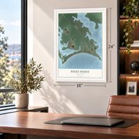 Piney Point, Maryland map, 18 x 24 inch print in a white frame in a home office