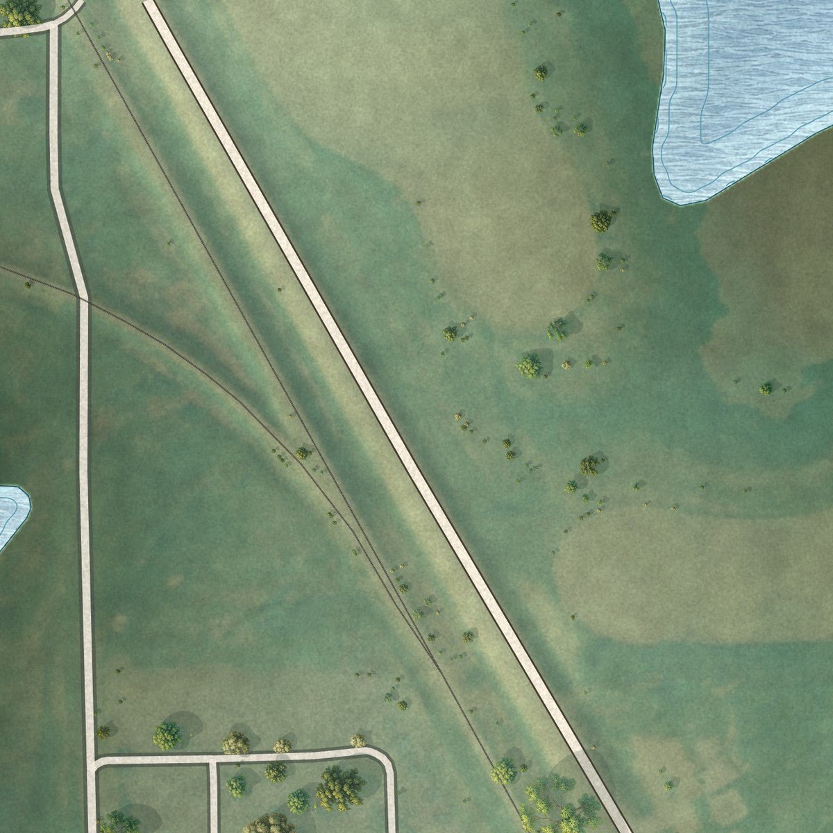 Second close-up of the map of Pingree, North Dakota print showing more streets and buildings