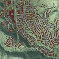 Second close-up of the map of Pinole, California print showing more streets and buildings